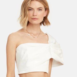 AMUR Lucia One Shoulder Crepe de Chine Crop Top